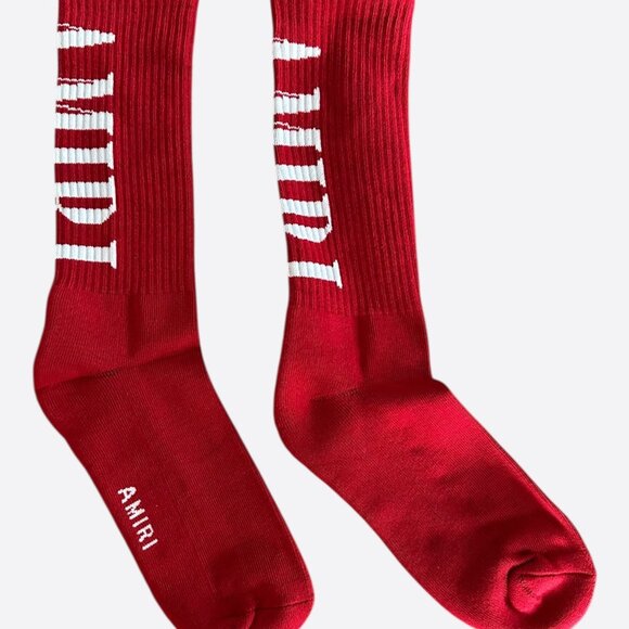 Amiri Red & White Core Logo Socks - Picture 1 of 2